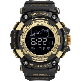Resim Hanyang Siyah Altın Smael Erkek Saat Askeri Su Geçirmez Spor Kol Saati Erkekler Için Dijital Kronometre 1802 Askeri Elektronik Saatler Erkek Saat (Yurt Dışından) 
