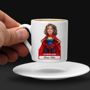 Resim Kişiye Özel En Süper Anne Karikatürlü Kahve Fincanı 
