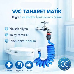 Resim Plasyay Spiral Wc Taharet Hortumu Rekorlu ve Duvara Sabitlemeli 2 Metre Mavi 