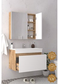 Resim Teta Home Mersin 80 Cm Mdf Banyo Dolabı Seti Atlantik Çam-beyaz Atlantik Çam - Beyaz 