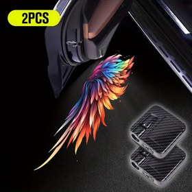 Resim 2 adet Renkli Araba Kapı Işığı Projektörleri - Kablosuz LED Kanat Gölgesi Lambaları, Canlı Gökkuşağı Kanatları ile Tüm Araba Modellerine Uygun, Pil Gerektirmez, 36V Güvenli Çalışma, Hoşgeldin ve İyilik Hissi İçin, Araba İç Aydınlatması, Şık Araba Aksesuarı, Yüksek Kaliteli Projektörler 