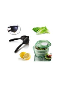 Resim Yeşil Salata Kurutucu Ve Döküm Narenciye Limon Sıkacağı 2'li Set 