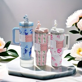 Resim 40 ons bir bardak, iki duvarlı vakum izolasyonlu ve paslanmaz çelikten yapılmış, seyahat, açık hava kampı, yürüyüş, sürüş ve buzlu kahve keyfi için mükemmel olan çok renkli taşınabilir su şişesi. 