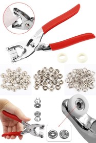 Resim BİTERSE Metal Çıt Çıt Düğme Ve Pensesi 25 Set Çıt Çıt Metal Düğme Yapma Seti 