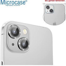 Resim Microcase Iphone 13 Elmas Taş Lens Koruma Halkası - Mavi Al2775 