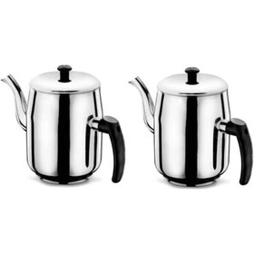 Resim 304 Paslanmaz Çelik Çay Kazanı Kahveci Demliği No3(2,3L)-2Adet 