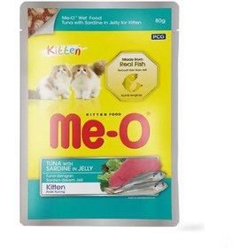 Resim Me-O Ton Balıklı Tavuk Parçacıklı Jöleli Pouch Konserve Yetişkin Kedi Maması 80 G 