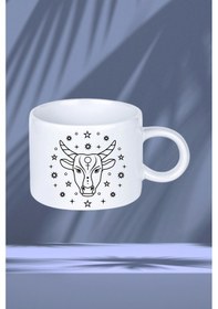 Resim Boğa Burcu Zodyak Baskılı Motto Kupa Bardak Çay Kahve Fincanı Beyaz 