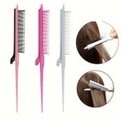 Resim 1 adet Plastik Uçlu Kuyruk Teasing Tarak Saç Boyama Tarak İnce Diş Fırça Profesyonel Saç Stil Aracı Berber Salon Kullanımları için 