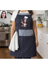 Resim Bk Gift Kişiye Özel Karikatürlü Pamuk Denim Havlu Detaylı Mutfak Önlüğü -3, Aşçı Ve Şef Önlüğü, Ev Hediyesi Kobitmeyencom36597 Bk Gift Renkli 