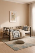 Resim Unimet Alchera Daybed Tek Kişilik Sedir Metal Karyola Siyah 