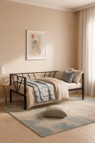 Resim Unimet Alchera Daybed Tek Kişilik Sedir Metal Karyola Siyah 