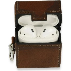Resim Airpods 2 (2.nesil) Deri Kılıf - Kahverengi Nemere 