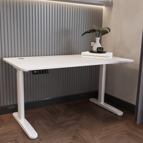 Resim O-Flex Duo Oval Ayak Çift Motorlu Elektrikli Yükseklik Ayarlı Masa - Beyaz / 180x80 