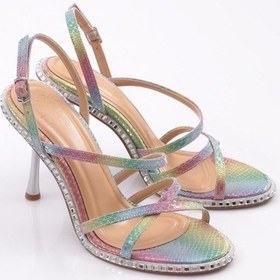 Resim Dgn 2432 Kadin Arkadan Bağlamali Topuklu Abiye Ayakkabi 2432-2219-R8162 