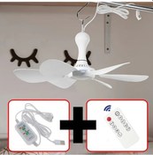 Resim Goldenqian Usb Fan Sessiz 6 Bıçaklı Tavan Vantilatörü 4 Vitesli Asılı Fan Kamp Yatağı Kamp Açık Asılı Camper Çadırları Remote Control 