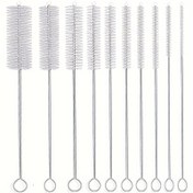Resim 10 adet, çoklu özellikler, paslanmaz çelik saplı yumuşak kıllı pipet fırçası - temizlik fırçası - cam, silikon ve metal boru fırçası için uygun - çaydanlıklar, fincanlar, süt şişeleri, test tüp fırçaları, mini mikro şişeler vb. için mükemmel, temizlik malzemeleri, temizlik araçları 