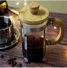 Resim Ahşap Detaylı 350 Ml Cam French Press Renkli 