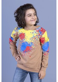 Resim Toontoy Kids Toontoy Erkek Çocuk Kapüşonlu Renkli Püskürtme Baskılı Sweatshirt Kahverengi 