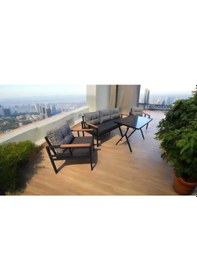Resim Pi Elize Bahçe Balkon Mobilyası Antrasit Gri 3+1+1 Perla Masa Antrasit - Gri 