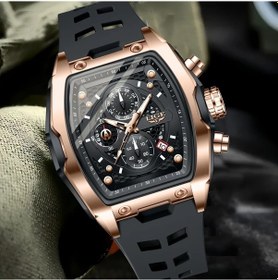 Resim Fochsia Lıge New Barrel Erkek Kol Saati Rose Black Spor Kronograf Tarihli Silikon Kordon Diğer 