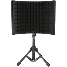 Resim Jeehugo Mikrofon Gürültü Engelleyici: Üçlü Klapalı Ses Emici Paneli, Yalıtımlı Kayıt Ekranı Ve Ayaklı Tutucu 10.1" 