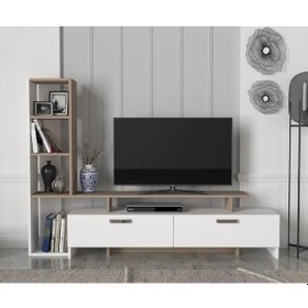 Resim Dekorister Şimal Kitaplıklı Tv Ünitesi Beyaz-Cordoba 