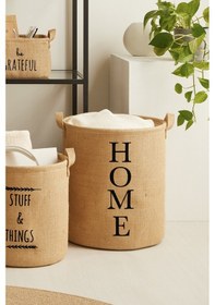 Resim Ocean Home Textile Ağzı Büzgülü Home Jüt Çamaşır Sepeti 36 x 40 cm 