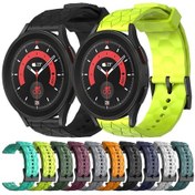 Resim Samsung Galaxy Uyumlu Watch 5 Pro İçin 45mm 20mm Futbol Desen Düz Renk Silikon Saat Bandı Ordu Yeşili 