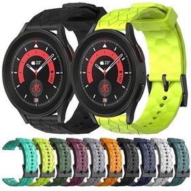 Resim Samsung Galaxy Uyumlu Watch 5 Pro İçin 45mm 20mm Futbol Desen Düz Renk Silikon Saat Bandı Ordu Yeşili 