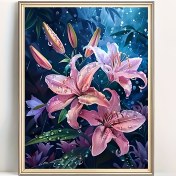 Resim 1 adet 5D DIY Yağmurlu Çiçek Yeni Çerçevesiz Elmas Boyama Seti 30cmx40cm/11,81in x 15,74in ve 40cmx50cm/15,74in x 19,68in İki Boyut, Yuvarlak Tablo, Çerçevesiz Tam Yuvarlak Elmas Sanat Mozaik Sanat Süsme, Benzersiz Sanatsal Süsleme Oluşturun, Başlangıç Seviyesinde ve El Sanatları Sevgin için Uygun, Çeşitli Bayramlar Süsleme, Yatak Odası, Ofis, Oturma Odası Duvarı Yaratıcı Ev Süsleme, El Yapımı Küçük 