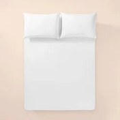 Resim %100 Pamuk Percale Lastikli Çarşaf 120x200 Cm Beyaz - Pure Serisi Penelope