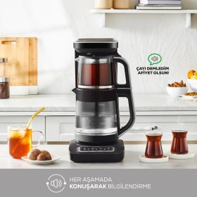 Resim Karaca Yeni Çaysever Robotea Connect Wifi Bağlantılı Premium Cam Çay Makinesi Su Isıtıcı Filtre Kahve Makinesi 