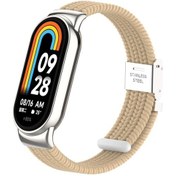 Resim Sones Xiaomi Mi Band 8/8 Nfc Metal Kafa + Naylon Örgülü Çelik Toka Saat Kordonu 