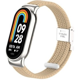 Resim Sones Xiaomi Mi Band 8/8 Nfc Metal Kafa + Naylon Örgülü Çelik Toka Saat Kordonu 