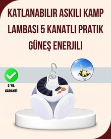 Resim Bfs Katlanabilir Güneş Enerjili Led Kamp Lambası Usb Şarjlı Çok Renkli 