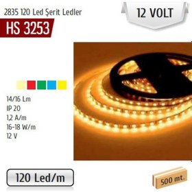 Resim Helios: 2355 120 Şerit Ledler, 12v, 5 Metre, Amber Hs 3253 