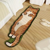 Resim Rahat Karikatür Kedi Peluş Halı - Yumuşak Polyester, Kaymaz Taban, Yatak Odası & Oturma Odası Dekoru için Makinede Yıkanabilir 
