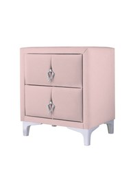 Resim Harmony Silver Iki Çekmeceli Komodin- Yatak Odası Kumaş Döşemeli 2 Kapaklı Komodin Modeli Pembe 
