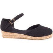 Resim Star Tombis Gerçek Elişi Hasır 3cm Topuklu Bantlı Günlük Kız Çocuk Espadril Handmade Siyah 