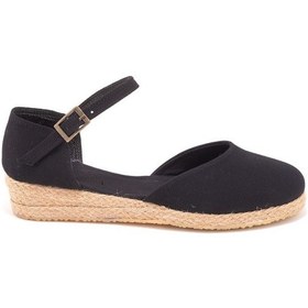 Resim Star Tombis Gerçek Elişi Hasır 3cm Topuklu Bantlı Günlük Kız Çocuk Espadril Handmade Siyah 