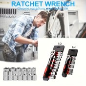 Resim 12 adet Ratchet Anahtar Seti, 1/4" Sürücü, Yüksek Tork Performansı, Dar Alanlarda Esnek Çalışma, 24 Dişli Ratchet ve Uzatma Çubukları, Dayanıklı Plastik Kolu - Otomotiv ve Bisiklet Bakımı için İdeal, Bisiklet Bakım Araçları | Ayarlanabilir Anahtar Seti | Dayanıklı Plastik Kolu, Anahtar Seti 
