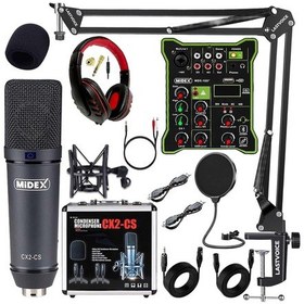 Resim Midex Wizard Paket-1 Cx2 Stüdyo Mikrofon Mdx-100 Stüdyo Kayıt Mikseri Kulaklık Ekipman Seti 