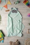 Resim Be'Calm Hippo Nakışlı Müslin Organik Pamuk- Banyo Kundak - Mint 