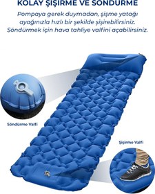 Resim Onetick Pompasız Ayakla Şişen Tek Kişilik Katlanır Kamp Yatağı 