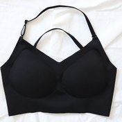 Resim Kadınlar için 1 adet Seksi Sırtı Açık U-Strap Sütyen, Küçük Göğün Toplanması, Çıkarılabilir Pedler, Dikişsiz Dış Giyim Yeleği, Yüksek Destekli Naylon Örgü, Sızdırmaz - Siyah 