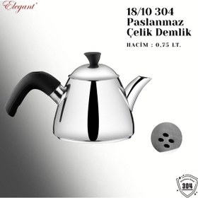 Resim Elit Mini Boy Bakalit Kulplu Çaydanlık Takımı - Siyah Siyah 