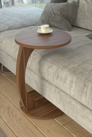 Resim Limnizza Yuvarlak Tekerlekli C Sehpa Koltuk Yanı Laptop Masası Modern Zigon Yan Sehpa Salon Ofis 