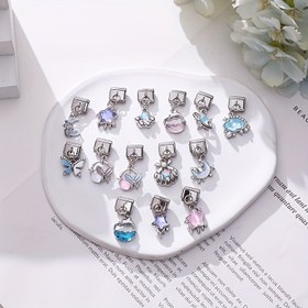 Resim 1 Adet Kolye Stili Renkli Beş Köşeli Yıldız Kabuklu Yunus Kelebek Detaylı Moda Tasarım Bilezik ve Halhal Aksesuar, Zarif Çok Amaçlı Taze Tarz Gümüş Rengi İtalyan Modülü DIY Takı Seti 