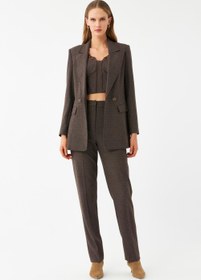 Resim Düz Kesim Blazer Ceket - 40 / Kahverengi 